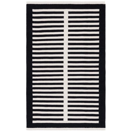 Safavieh 4 x 6 ft. Striped Kilim Flat Weave Rectangle Area Rug Ivory & Black STK806Z-4